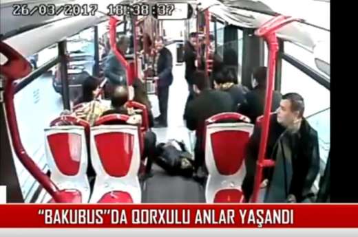 Bakıda avtobusda qorxulu anlar yaşandı - Video